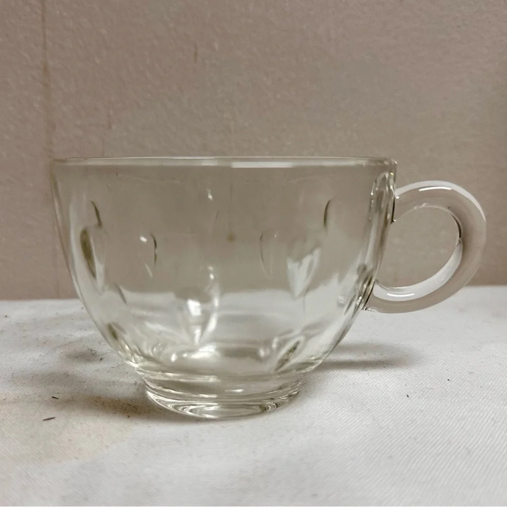 Vintage Set of 4 Hazel Atlas Crystal Clear Glass Luncheon Cups Snack Set Cups